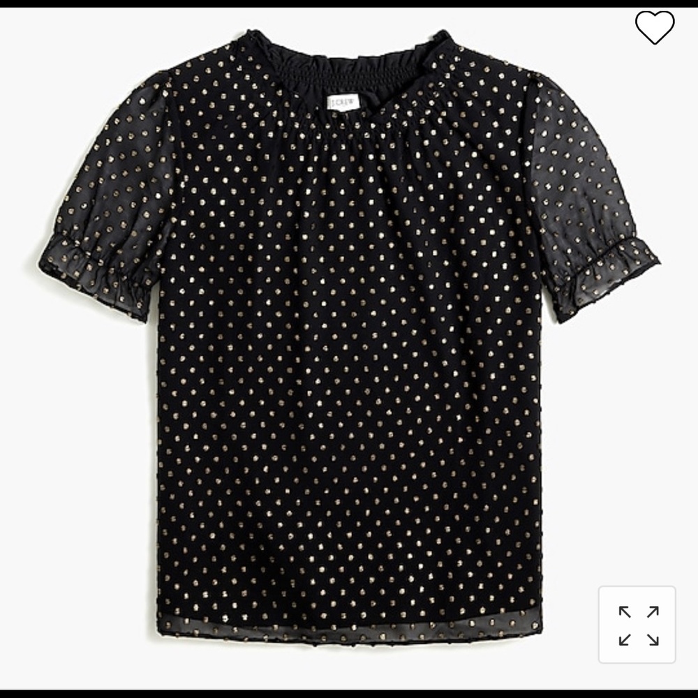 JCrew Factoey Ruffleneck top with foil clip dot
